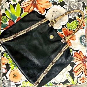Tory Burch Black leather with snakeskin pattern purse